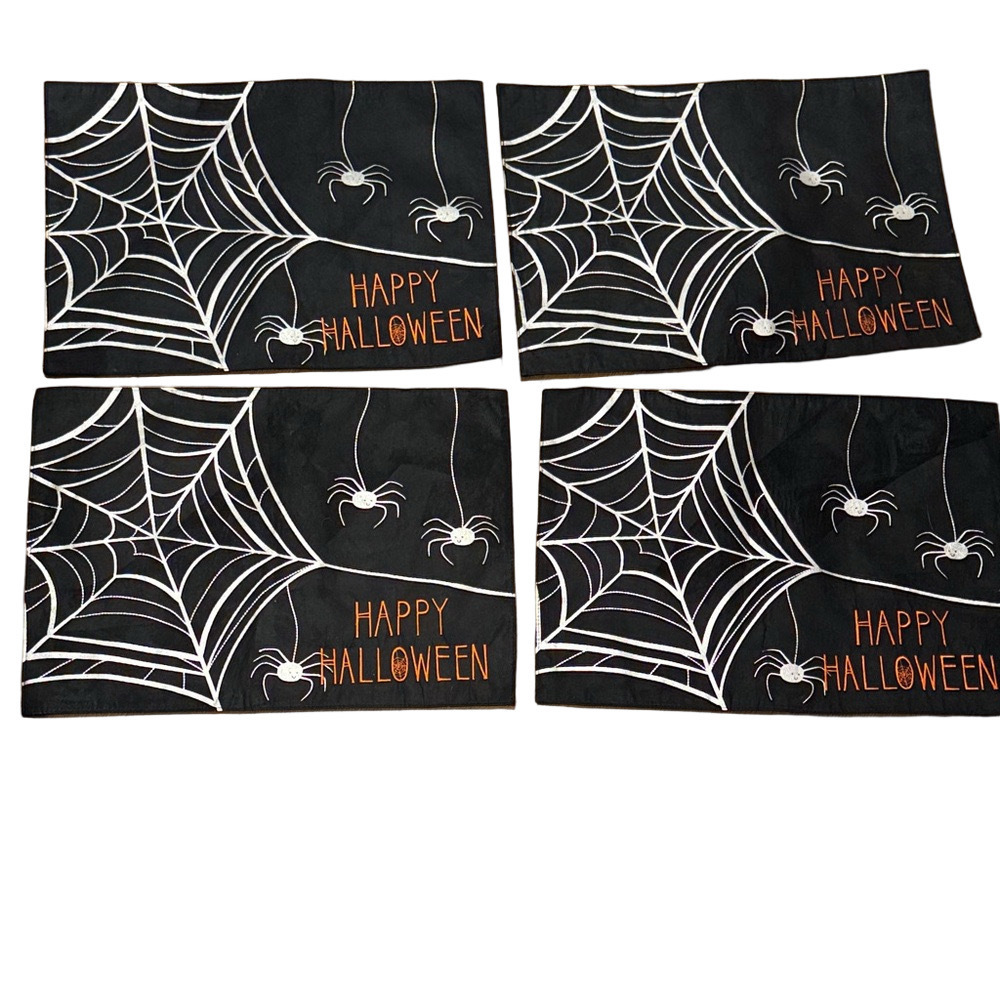 The Midnight Market Black and Silver Halloween Placemats Set of Four